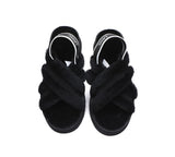 Slides - AS UGG Women High Platform Cross-over Fluffy Slides Aditi