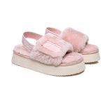 Slides - AS UGG Women High Platform Fluffy Slides Poppin