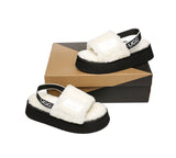 Slides - AS UGG Women High Platform Fluffy Slides Poppin