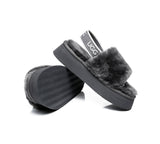 Slides - AS UGG Women High Platform Fluffy Slides Poppin