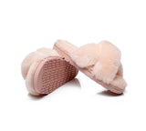 Slides - Leanna Women Fluffy Crossover Slides