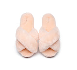 Slides - Leanna Women Fluffy Crossover Slides