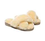 Slides - Leanna Women Fluffy Crossover Slides