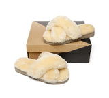 Slides - Leanna Women Fluffy Crossover Slides