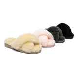 Slides - Leanna Women Fluffy Crossover Slides