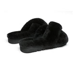 Slides - Leanna Women Fluffy Crossover Slides