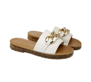 Slides - Leather Flat Slides Women Jianna Ultra Soft Footbed