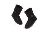 UGG Boots - AS UGG Boots Double Face Sheepskin Short Button