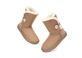 UGG Boots - AS UGG Boots Double Face Sheepskin Short Button