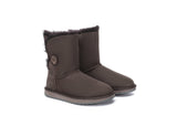 UGG Boots - AS UGG Boots Double Face Sheepskin Short Button