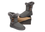 UGG Boots - AS UGG Women Short Boots Talia Sheepskin Horn Toggle Closure