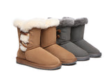 UGG Boots - AS UGG Women Short Boots Talia Sheepskin Horn Toggle Closure