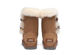 UGG Boots - AS UGG Women Short Boots Talia Sheepskin Horn Toggle Closure