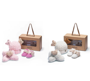 UGG Boots - Baby Booties Gift Set With Shearling Bear Beanie And Scarf