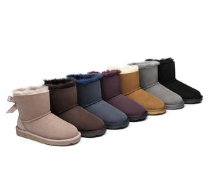 UGG Boots - Sheepskin Mini Back Single Bow Women Boots