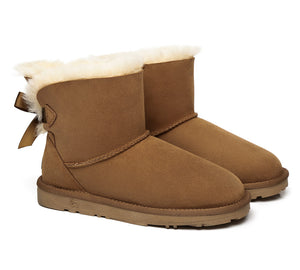 UGG Boots - Sheepskin Mini Back Single Bow Women Boots